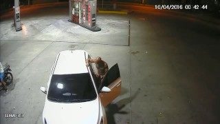 Married police officer sucks off shirtless  at a gas station in Brazil